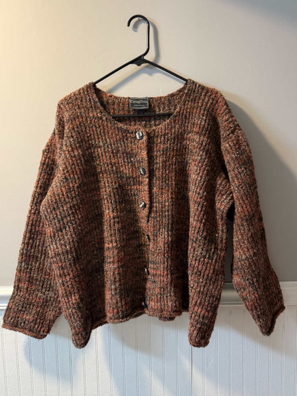 Vintage Carraig Donn Wool Blend Multicolor Cardigan Sweater M